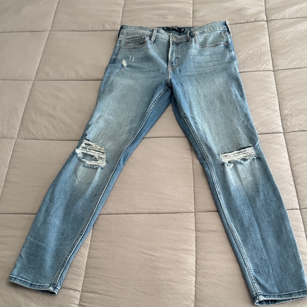 Hollister Womens Light Blue Distressed Skinny Jeans